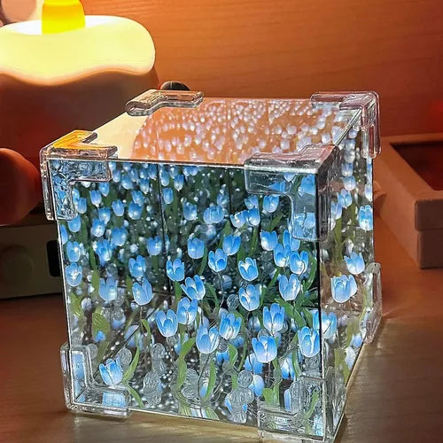 CUBO LAMPARA DE TULIPANES INFINITI ESPEJO